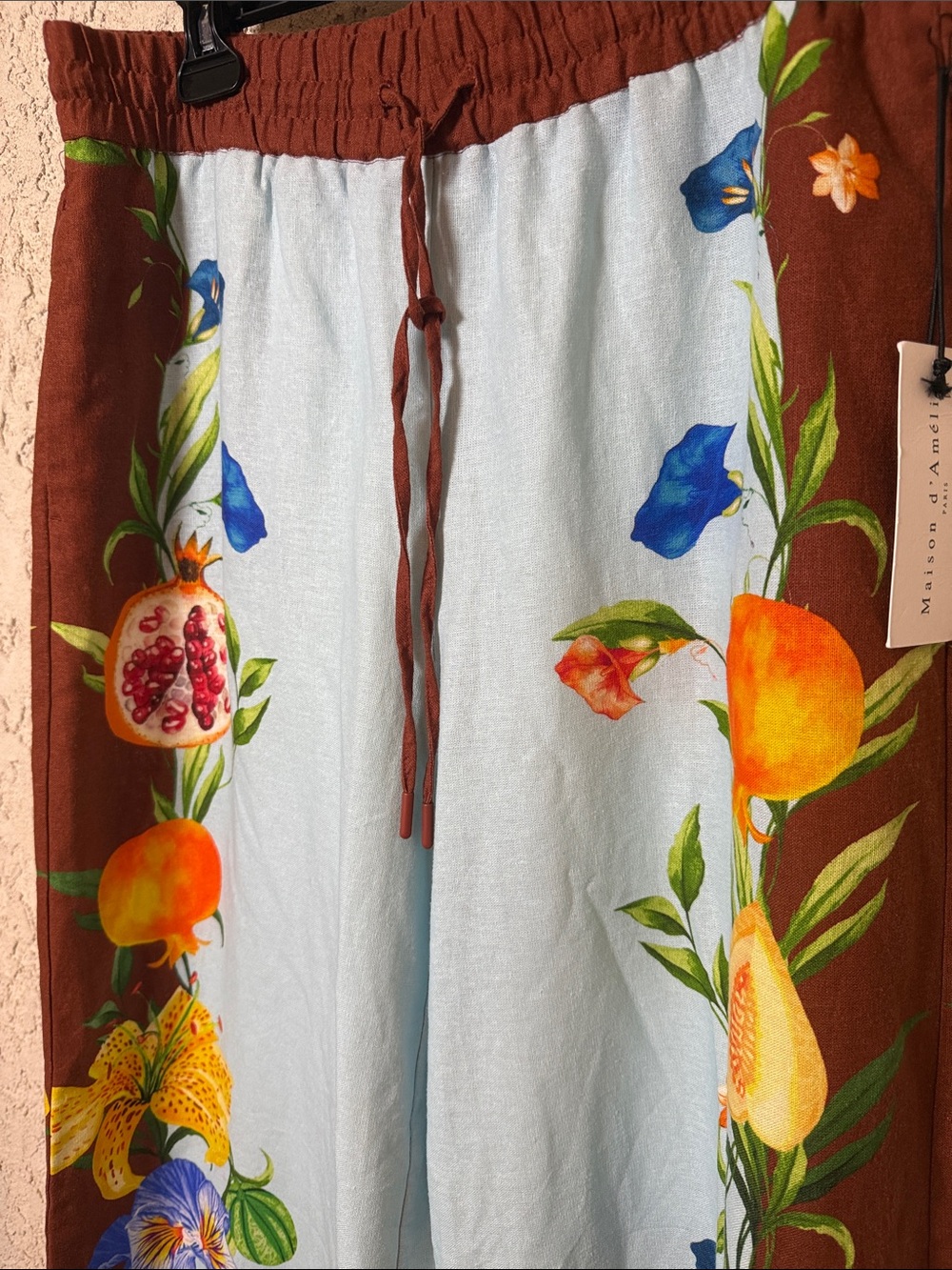Resort Floral Fruit Print Wide Leg Pants Medium NWT - Picture 4 of 5